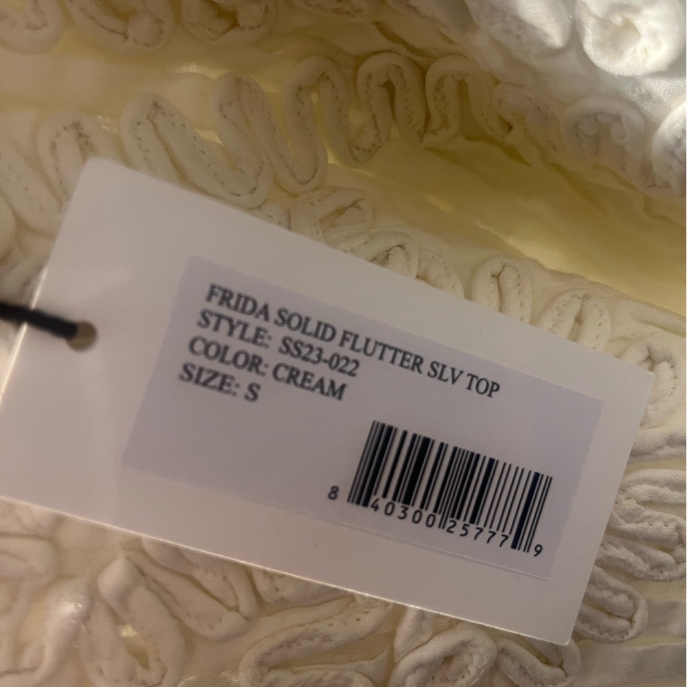 NWT SEA NEW YORK FRIDA SOLID FLUTTER SLEEVE BLOUSE TOP CREAM S - Picture 7 of 7